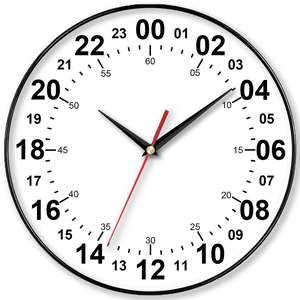 24 Hour Quartz Analog Wall <strong>Clock</strong> 12 Inch Round Contemporary Design Needle Display Easy Read White Dial Home Office Kitchen - Product Image 4