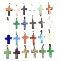 Collier Luminescent en Pierre Naturelle et Cristal, Pendentif Croix Tendance, Vente en Gros Usine, DIY Jade, Quartz Rose, Aventurine Verte