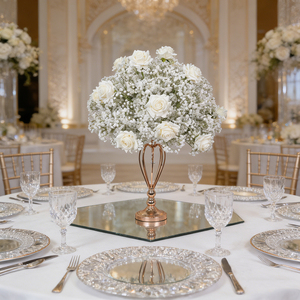 Rosas Artificiales DKB de Seda, Peonías, Hortensias, Flores de Gypsophila, Centros de Mesa para Bodas, Decoraciones para Mesas, Tamaños al por Mayor, Bola de Flores - Product Image 1