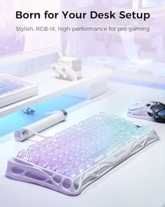 Clavier de jeu mécanique sans fil OEM ODM Mercury K1 Lite 75 Tri-mode avec touches transparentes, joint d'étanchéité et touches interchangeables à chaud - Product Image 2