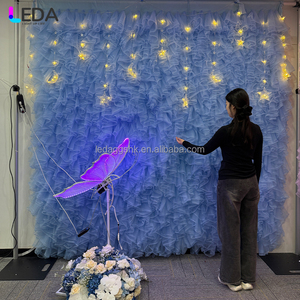 Toile de fond en tulle bleu et rose de haute qualité LEDA, 8x8 pieds, pour décorations de mariages et événements. - Product Image 1