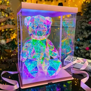 Ourwarm – cadeau d'illusion lumineuse Led en cristal de diamant, Film holographique Pvc coloré, cadeaux de la saint-valentin et de la fête des mères