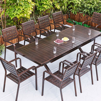 Ensemble de table et de chaises de salle à manger d'extérieur rétractables en alliage d'aluminium, de taille personnalisable, rétro, imperméable et résistant au soleil