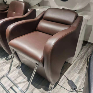 Sillón de Lavacabezas Cómodo y Ajustable con Tazón de Cerámica, Estructura de Madera Moderna y Alta Densidad para Salón de Belleza y Hotel - Product Image 1