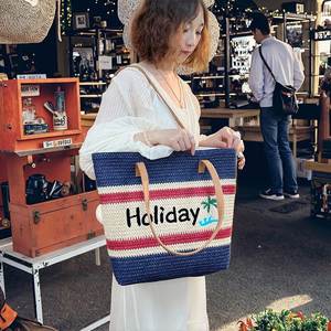 Sacs fourre-tout en paille écologiques grande capacité, sac de plage d'été pour les voyages en plein air et le shopping - Product Image 4