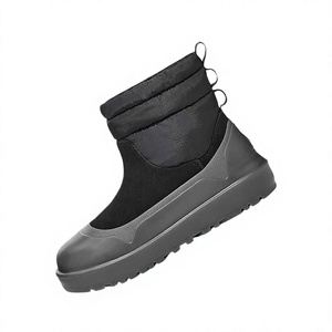 Bottes d'hiver imperméables noires mi-mollet pour femmes avec semelle extérieure en caoutchouc et doublure en coton - Product Image 2