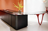 Ensemble de meubles de cuisine de villa de luxe de style américain moderne, tête de lit, canapé, chaises trône, finition acrylique, bois écologique