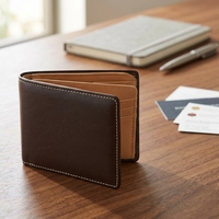 Dompet Lipat Pria Kulit Asli Berkualitas Tinggi Anti-RFID, Kantung Kartu, Kulit Lilin, Tempat Kartu Bisnis, Dompet dengan Kantong Koin