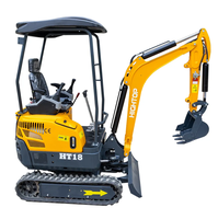 Excavadora de cadenas de 1.8 toneladas, miniexcavadora con brazo oscilante, motor diésel de tres cilindros refrigerado por agua con certificación EURO V, HT18L