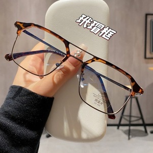 Lunettes de vue rétro noires à double pont, demi-cerclées, anti-lumière bleue pour hommes, forme rectangulaire, verres PC - Product Image 2