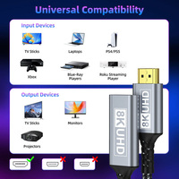 Cable de Extensión HDTV 2.1 Macho a Hembra 8K 60Hz 4K 144Hz 48Gbps para PS5, Proyector, Monitor, TV Hub