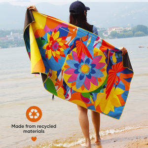 定制标志轻质环保快干超细纤维RPET回收无沙数码印花抗菌沙滩巾 - Product Image 1