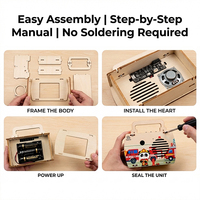 Kit Educativo STEM de Física Personalizado 5 en 1: Coche RC de Madera, Piano Electrónico, Grabadora de Voz, Radio e Intercomunicador Inalámbrico