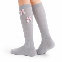 Chaussettes hautes côtelées 100 % coton pour femme, avec nœud, respirantes et séchage rapide, idéales pour l'uniforme scolaire et le quotidien