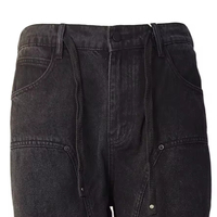 Pantalon cargo en toile sergé délavée style usine avec poches, coupe droite tactique, double genouillère, pour homme