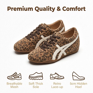 Zapatos Deportivos Elegantes y Casuales de Tacón Alto (5cm) de Cuero Genuino, Estilo 2026, con Detalles Afelpados. El Secreto Que Solo Tú Conoces - Product Image 3