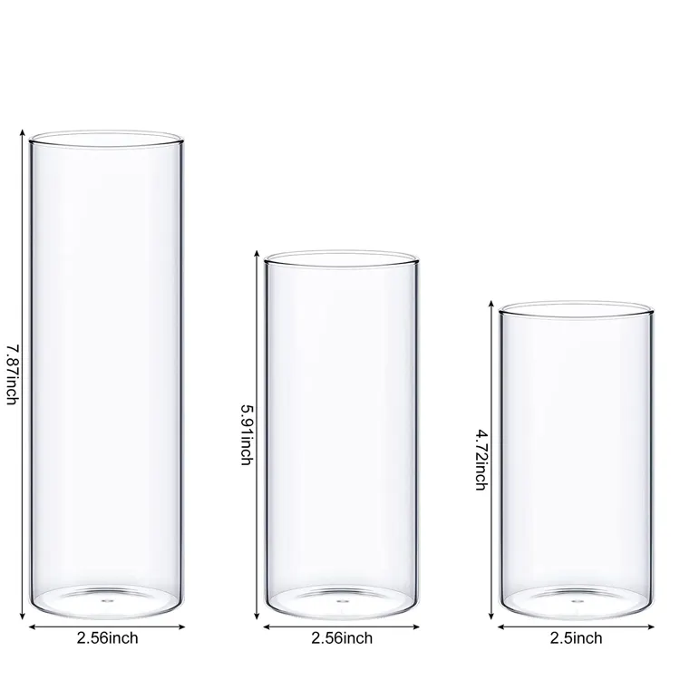Clear Heat Resistant Floating Candle Holder Glass Cylinder Wedding Decoration Tall Candle Vase