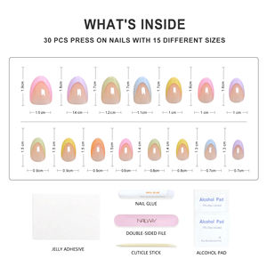 <span class=keywords><strong>Faux</strong></span> <span class=keywords><strong>ongles</strong></span> réutilisables Nailway de haute qualité, design arc-en-ciel, courts, ovales, colorés, à coller. - Product Image 4