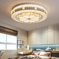 Lampe LED créative en cristal pour chambre à coucher, lampe ronde moderne et simple, télécommande vocale intelligente, lampe de luxe pour salle d'étude, lumière chaude