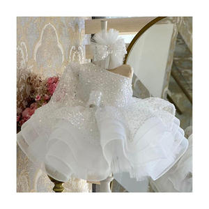 Eén schouder pailletten glanzende lange mouwen haute couture kinderkleding zomer meisjes bruiloft baljurk verjaardag feestjurken - Product Image 3