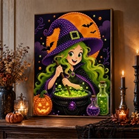 Décoration Murale Halloween Sorcière pour Fêtes, Kits d'Artisanat pour Adultes et Enfants, Peinture Diamant Perle – Prix de Gros pour le Dropshipping