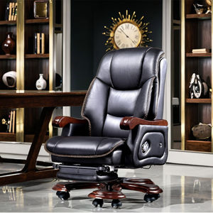 Luxuriöser Italienischer Design-Chefsessel mit Hoher Rückenlehne, Drehbar, aus Schwarzem Echtleder, mit 10 Rollen, Direkt ab Werk - Product Image 2