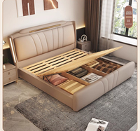 Nouveau lit double de luxe italien pour chambre principale 1,8x2m/1,5m - Lit de mariage en cuir Nappa avec rangement, lit en cuir