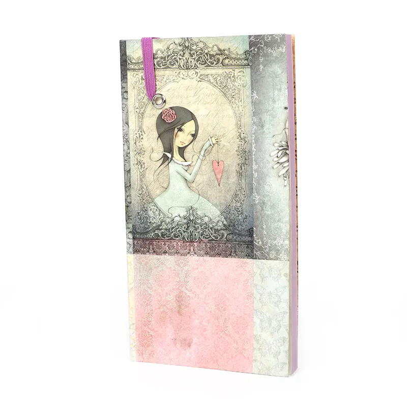 Wholesale Eco-Friendly Handmade Kraft paper Cover Elegant Girl Pattern Notebook With Elastic Band