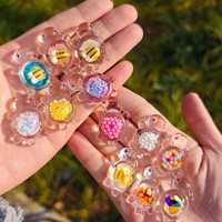 Tortue Lumineuse Colorée Kawaii 3cm 4.6cm, Tortue Transparente qui Brille dans la Nuit, Jouet pour Enfants, Ornements en Résine 3D, Paillettes, Décoration DIY