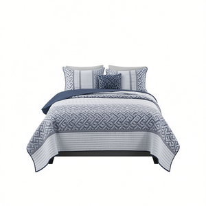 DB 4-Piece Jacquard <b>Quilt</b> Set With Complementary <b>Throw</b> Pillow Full Size Modern Home Bedding All Season Polyester Cotton - Product Image 1