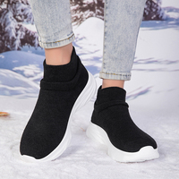 Bottes mi-montantes à enfiler pour femme, à semelle épaisse et plateforme, pour l'hiver/l'automne - Chaussures de marche douces, chaudes, confortables et résistantes aux chocs pour usage quotidien