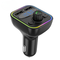 Adaptateur de chargeur de téléphone avec lecture de musique sur carte TF G42/avec écran numérique/lumière LED/station de charge double USB/chargeur de voiture sans fil