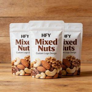 Emballage souple biodégradable de qualité alimentaire imprimé sur mesure, sachet debout avec fermeture éclair, amandes grillées, cacahuètes, mélange de fruits secs, sachets de noix - Product Image 3