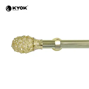 KYOK двойное Новое блестящее золотистое наконечник в форме цветка для карниза для гостиной