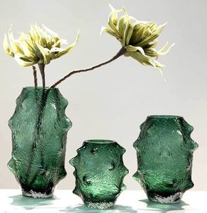 Jarrón de Vidrio con Forma Irregular de Pepino de Mar, Color Verde, con Arrugas, Adornos Decorativos Creativos, Arreglo Floral de Mesa, Florero - Product Image 4