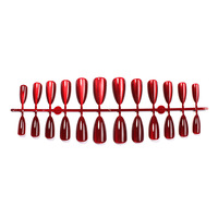 24 faux ongles en acrylique rouge cerise effet œil de chat, forme amande, à presser, amovibles, couvrance totale, avec colle