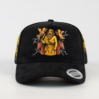 Casquette de baseball unisexe tendance à 5 panneaux bicolore à pois, personnalisable avec logo brodé, style vintage en daim, vente en gros
