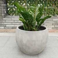 Ensemble de 3 pots à fleurs en béton modernes gris pour l'extérieur, jardinières pour jardin, design minimaliste