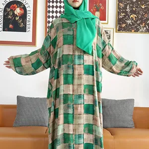 महिलाओं के लिए कस्टम प्रिंटिंग कॉटन अबाया रमज़ान प्रार्थना परिधान दुबई तुर्की मध्य पूर्व फेम रोब लूज़ ड्रेस फैब्रिक
