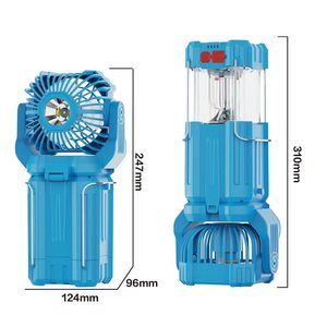 Ventilateur de camping solaire multifonctionnel puissant pour usage extérieur, rechargeable par USB-C, en aluminium, étanche, modèle HB-1979F - Product Image 1