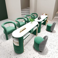 Ensemble table et chaise de manucure personnalisable en marbre, style luxe léger, résistant aux taches, haut de gamme, écologique