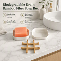 Boîte à Savon Carrée Blanche en Fibre de Bambou Écologique et Sans Plastique avec Couvercle et Support pour Cuisine, Voyage, Douche, Bain et Gym