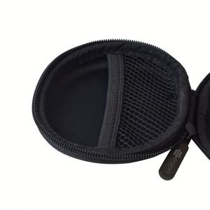 Boîte de rangement ronde en EVA et cuir PU imperméable avec logo personnalisé, vente en gros d'usine, étui pratique noir pour écouteurs avec fermeture éclair - Product Image 3
