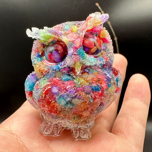 Figurine de hibou en cristal en résine, état de la sculpture à la main en Quartz mélangé directement à l'usine - Product Image 3