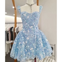 Robe élégante de créateur en dentelle brodée de sequins, à bretelles, avec baleines, taille cintrée et dos nu, pour la vente en gros