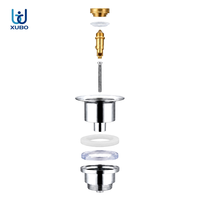 Vanne de vidange universelle en laiton G 1 1/4 avec vis en acier inoxydable SUS304 et raccord céramique, bonde de lavabo escamotable à surface apparente