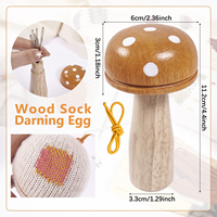 Kit de couture en forme de champignon, fournitures de rachissage en bois, ensemble de réparation, œuf de rachissage pour chaussettes, chapeaux, pulls, travaux manuels de couture DIY