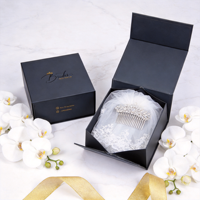 Caja de Regalo de Cartón Rígido Negro Mate Personalizada con Impresión de Logotipo en Dorado para Bodas, Novias y Damas de Honor