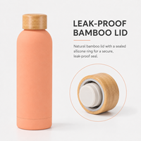 Bouteille d'eau isotherme en acier inoxydable 304 à double paroi, design moderne, avec couvercle en bambou et joint sous vide anti-fuite pour la rentrée scolaire