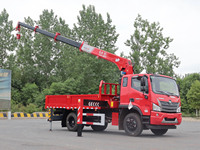 Petit camion Foton 4x2 de 6,3 tonnes avec grue à bras hydraulique rigide et flèche télescopique, grue montée sur camion en promotion
